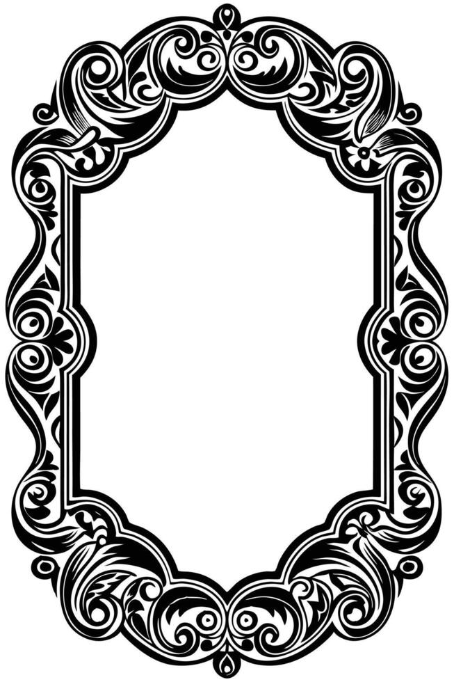 an ornate frame with black and white design vector