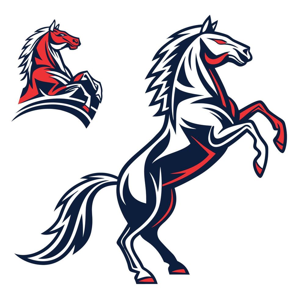a horse with red and blue stripes on its back vector