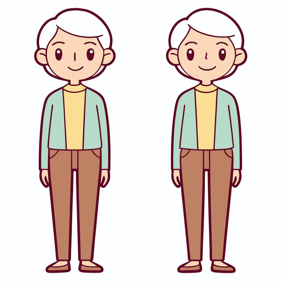 two elderly people with different body shapes vector