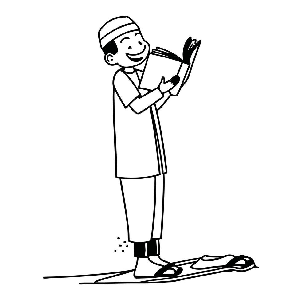 a cartoon man reading a book while standing on a skateboard vector
