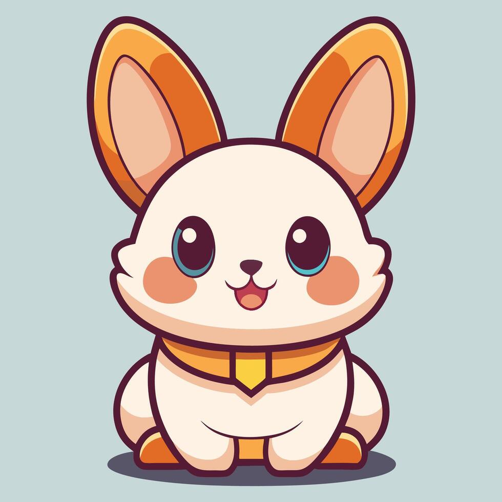 cute cartoon rabbit with big ears and a collar vector