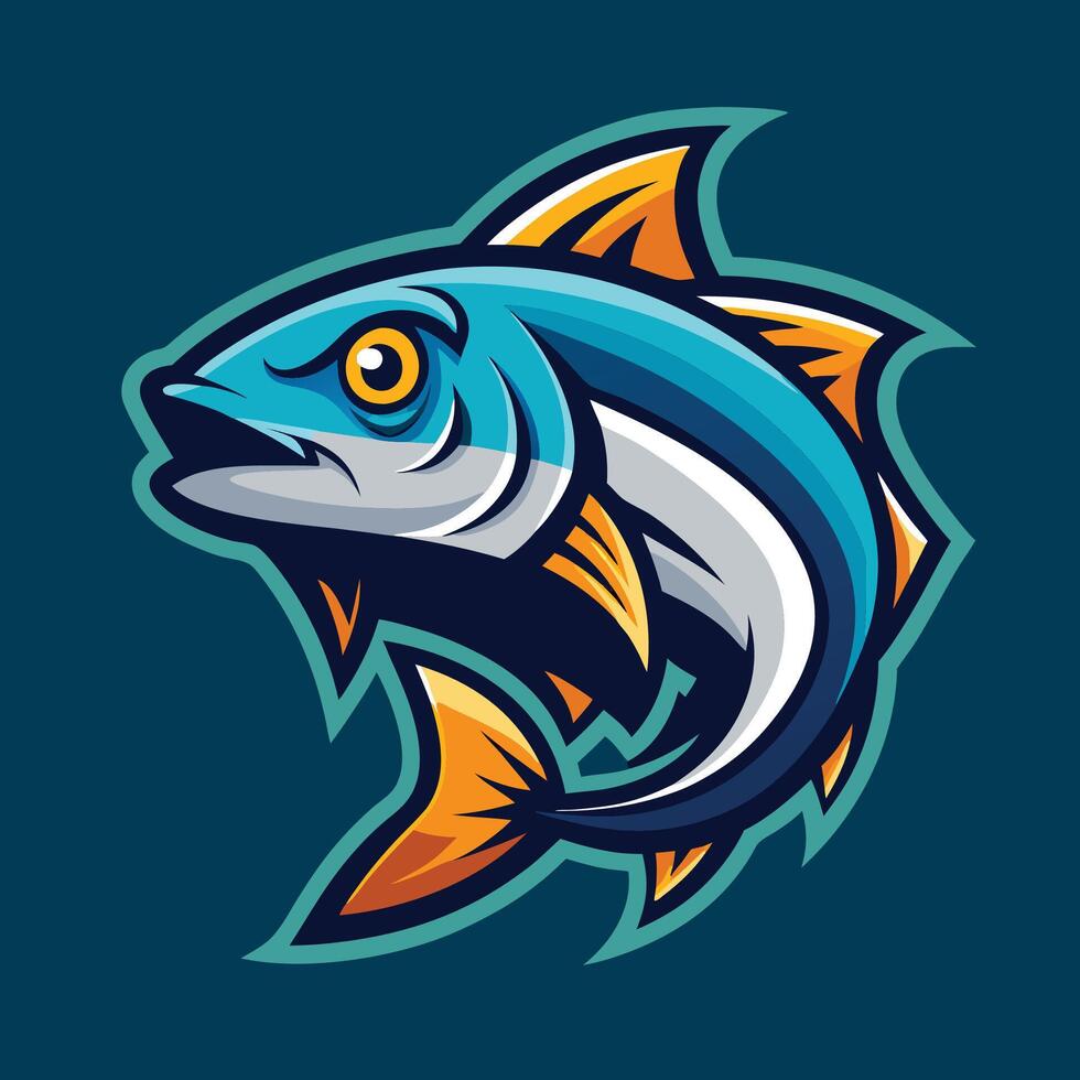 a fish with a blue and orange color scheme vector