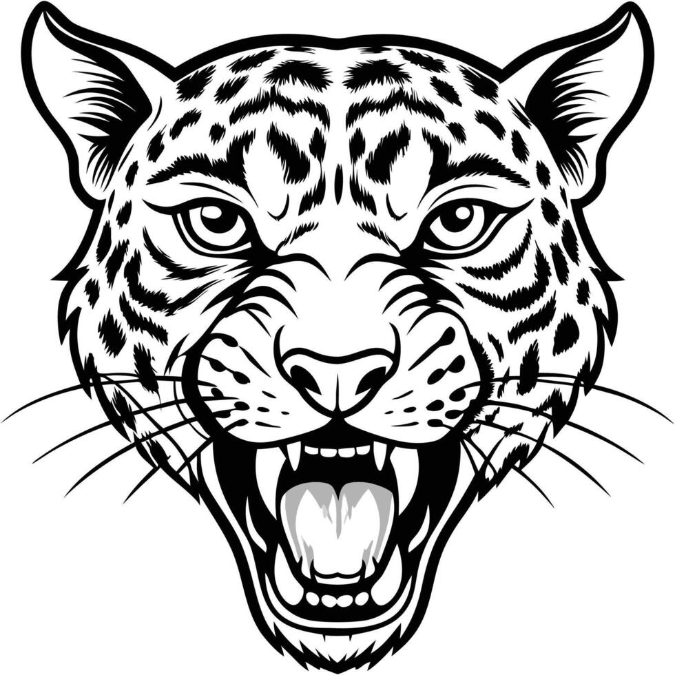 a jaguar head with its mouth open vector