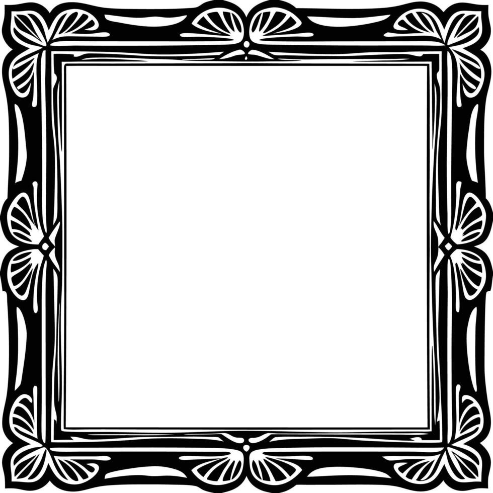 a black and white square frame with a floral design vector