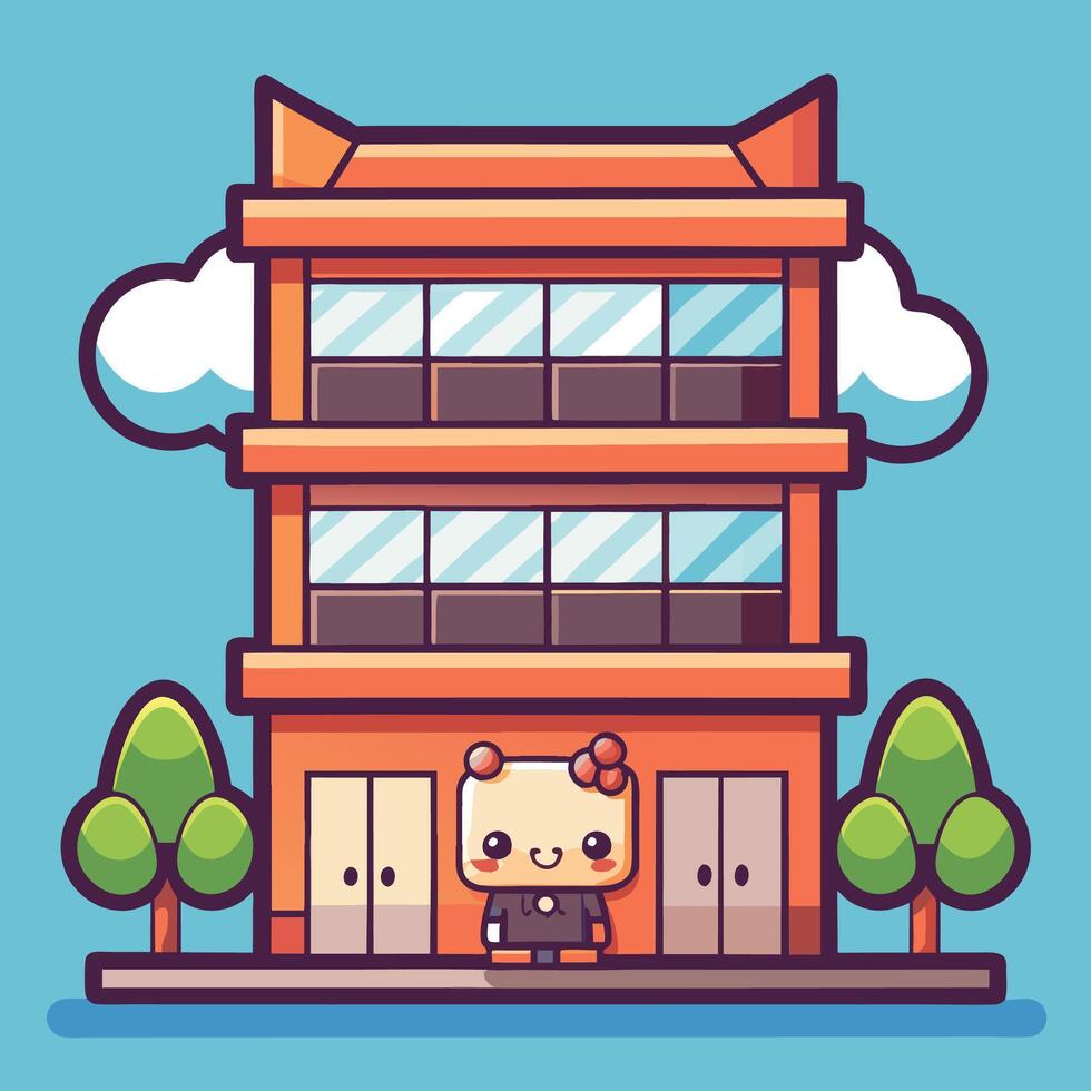 a cartoon cat is standing in front of a building vector