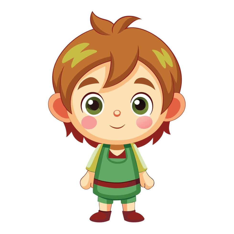 a cartoon boy in green dress and apron vector