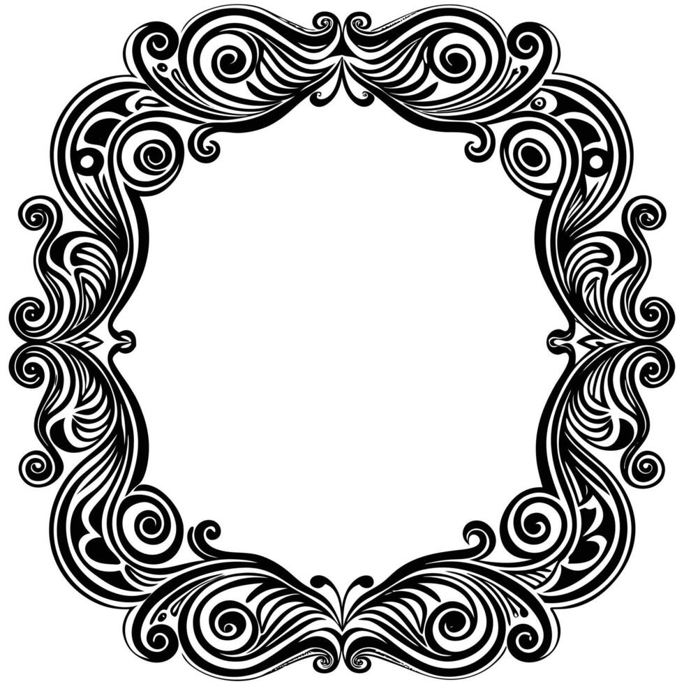 a black and white ornamental frame with swirls vector