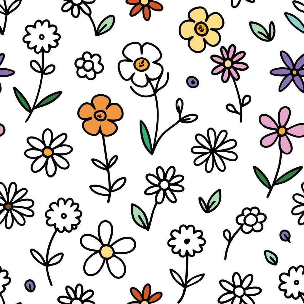 seamless pattern with flowers and leaves vector