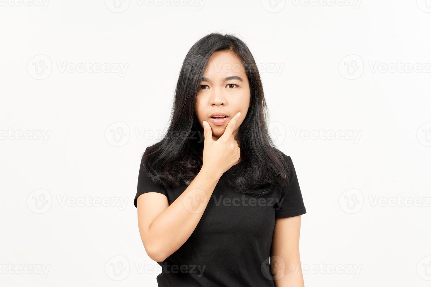 WOW face expression of Beautiful Asian Woman Isolated On White Background photo