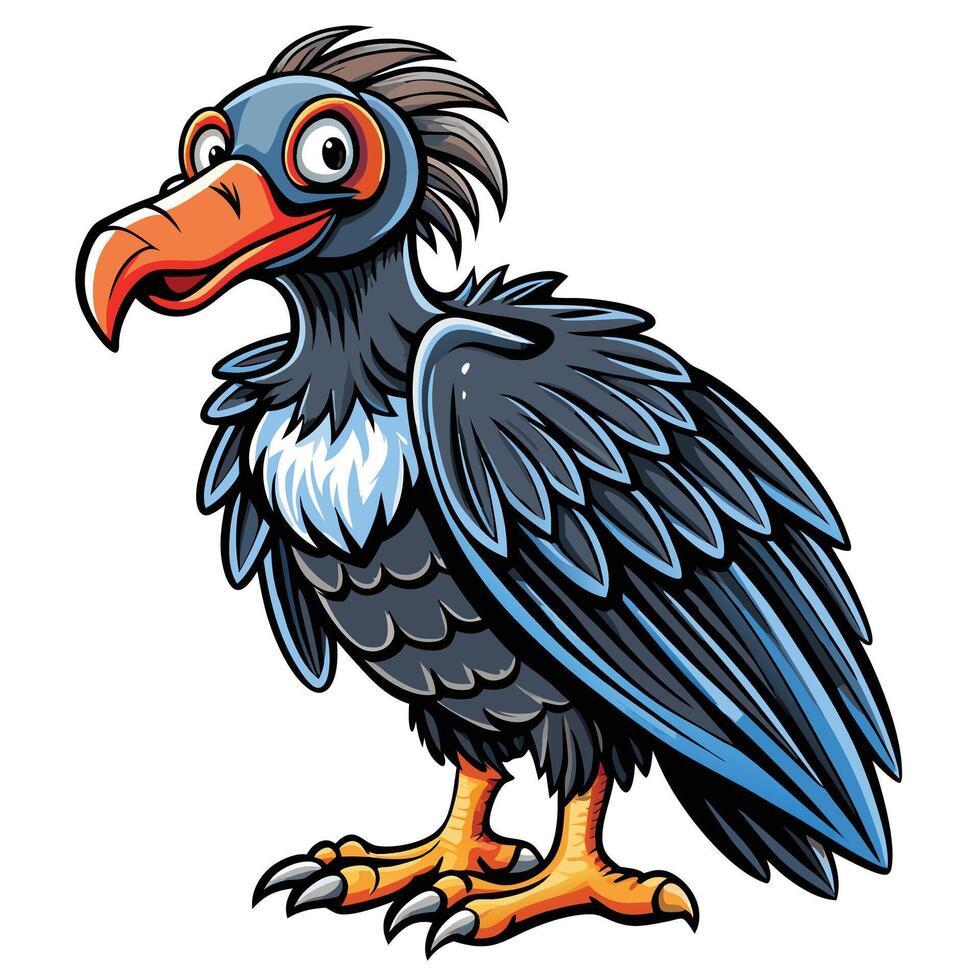 a cartoon vulture with big beak and long legs vector