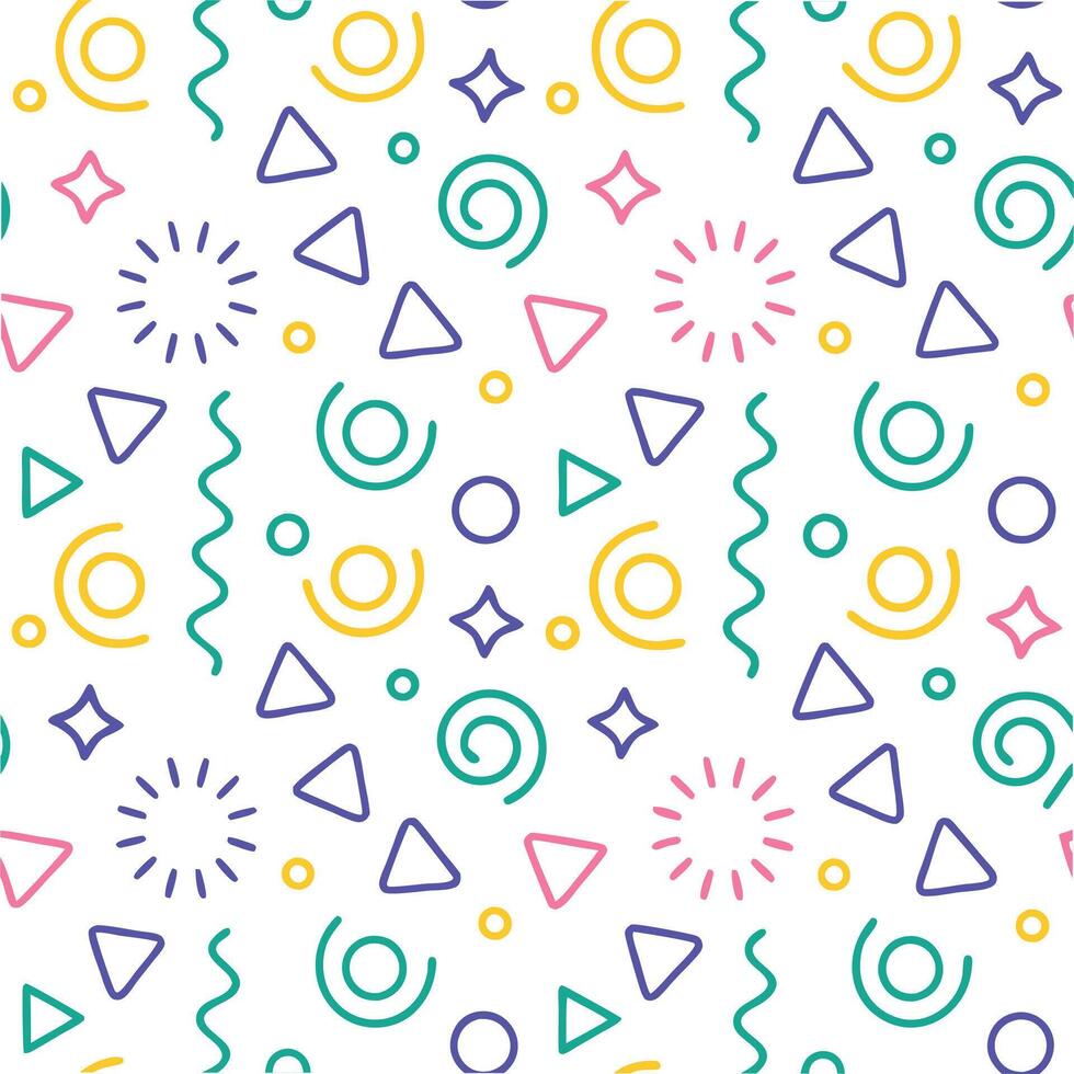 seamless pattern with colorful geometric shapes and lines vector