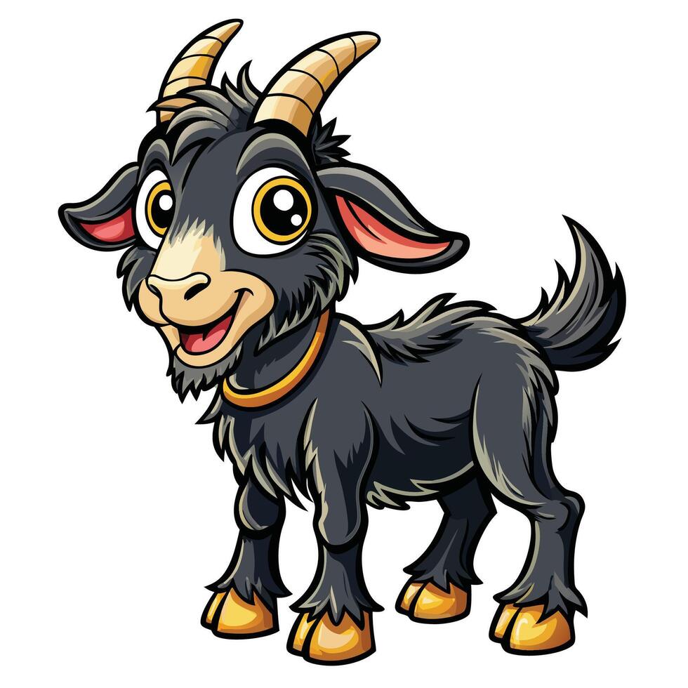 a cartoon goat with horns and a collar vector