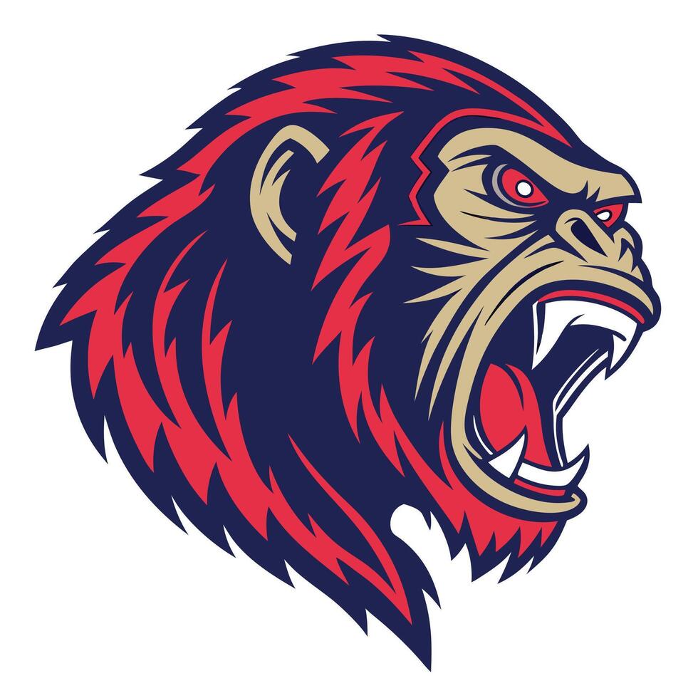 an angry gorilla head with open mouth vector
