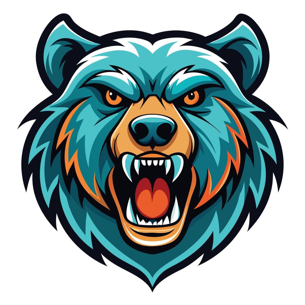 the head of a bear with an angry expression vector