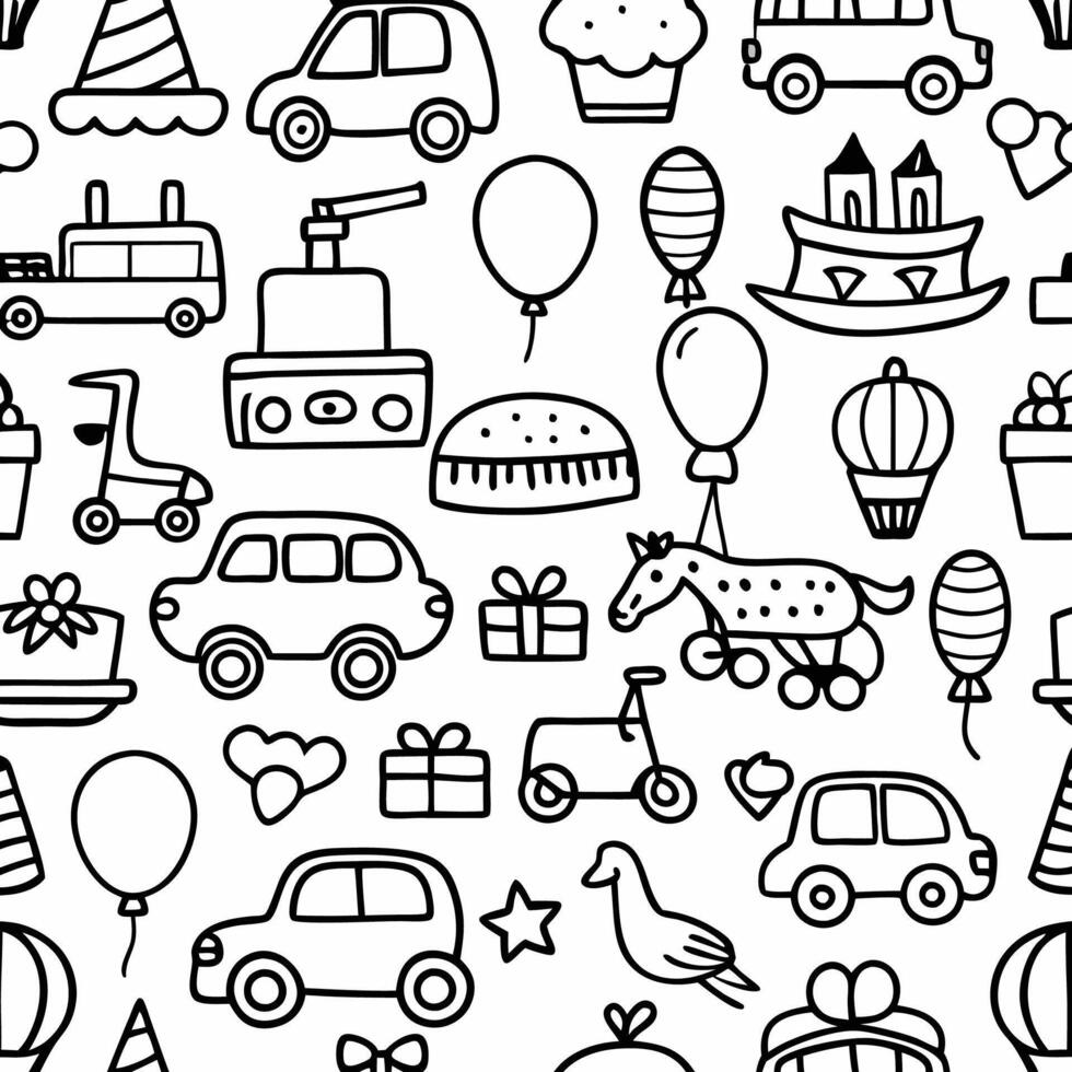 a seamless pattern with various items for children vector