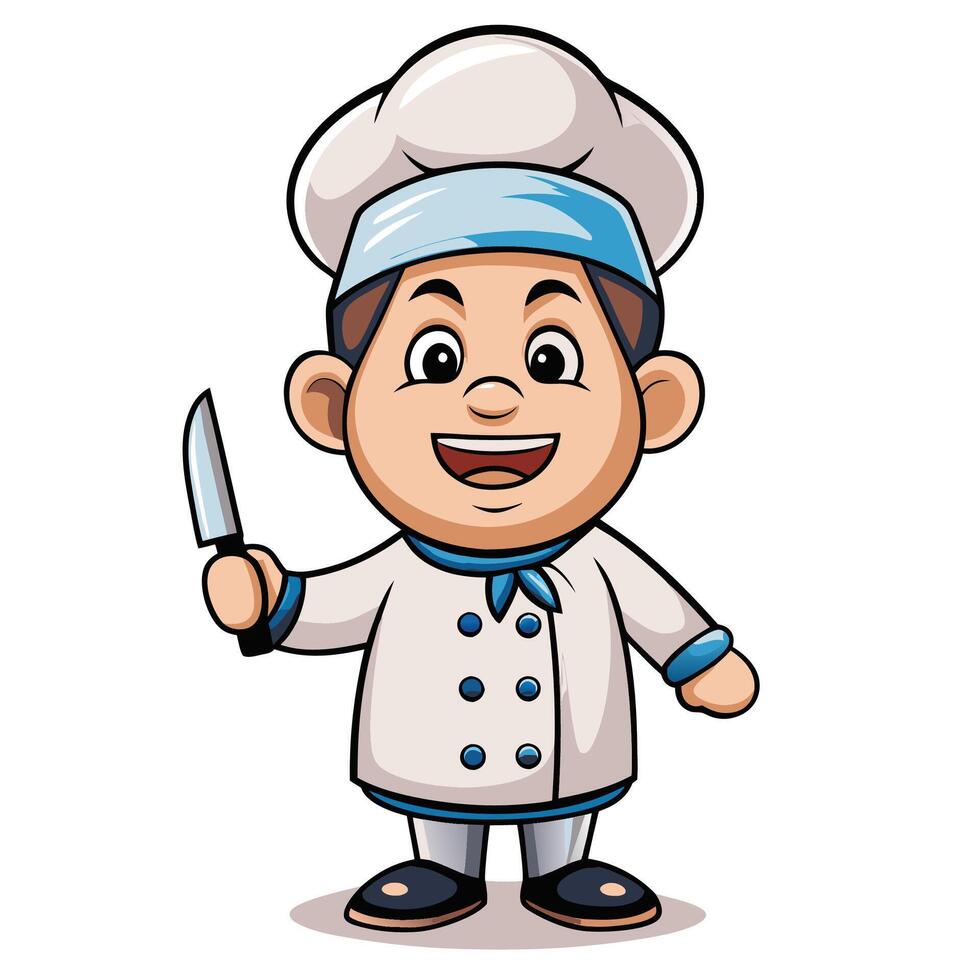 cartoon chef holding a knife vector