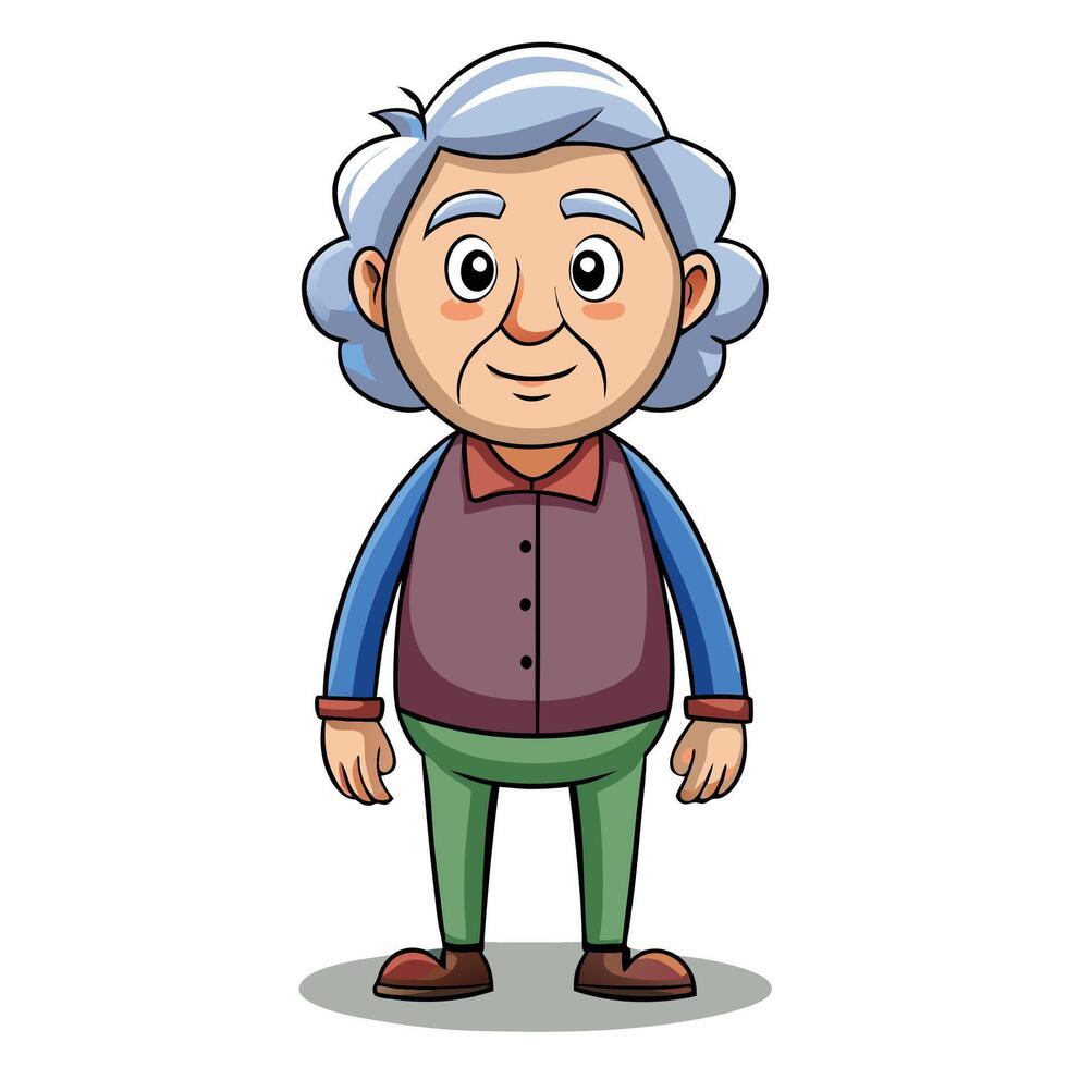cartoon old man standing with hands on hips vector