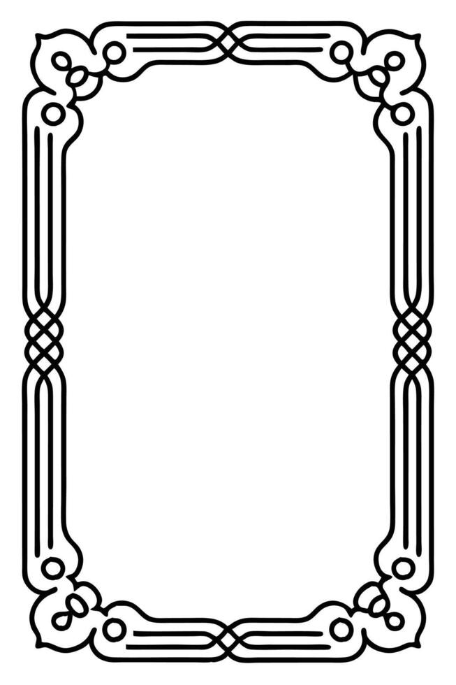 a black and white drawing of a frame with a decorative design vector