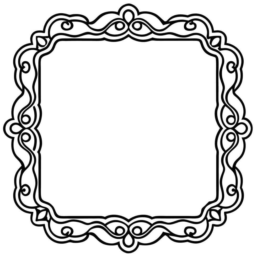 a black and white drawing of a square frame vector
