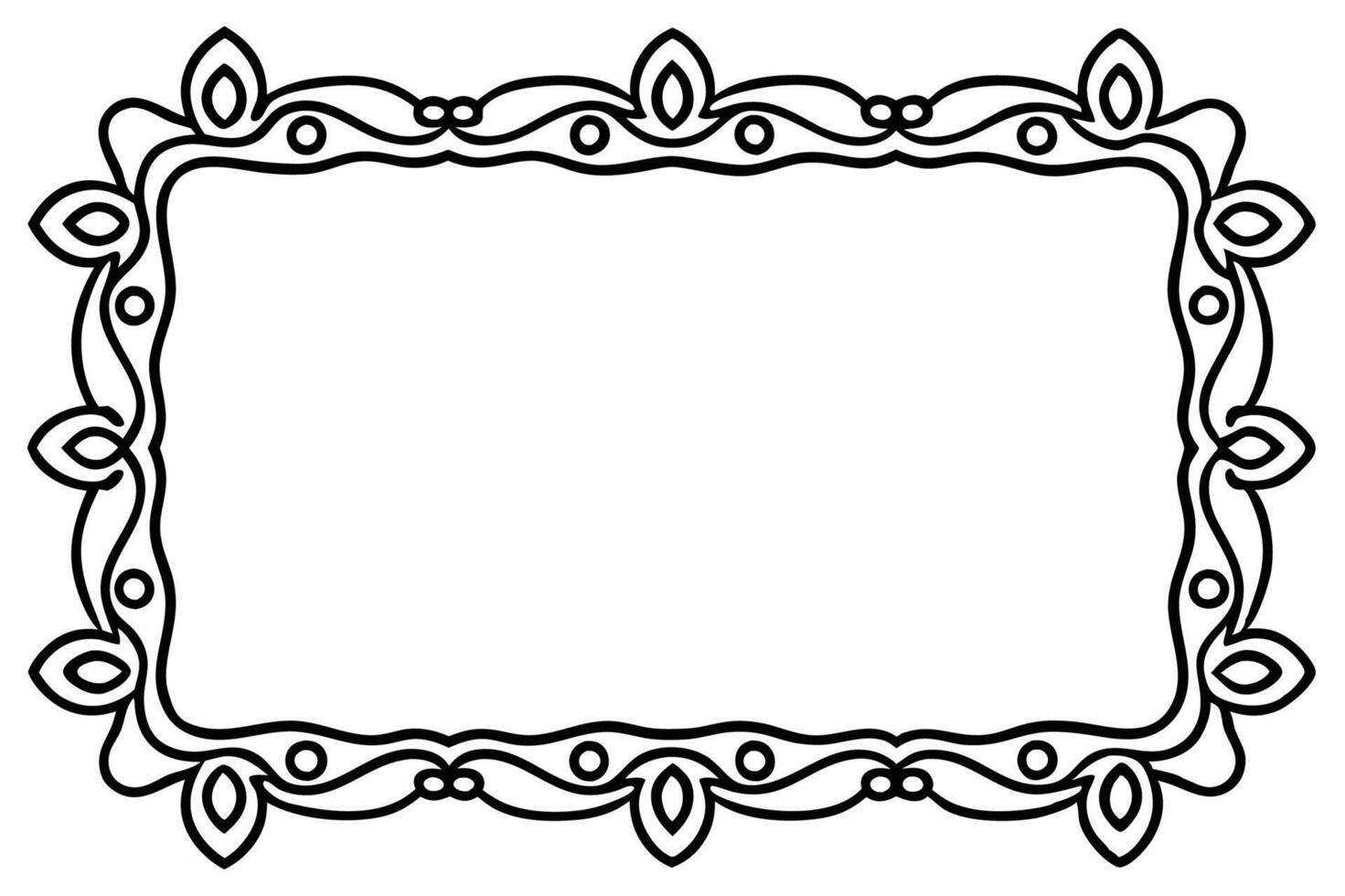 a black and white drawing of a frame with a decorative border vector