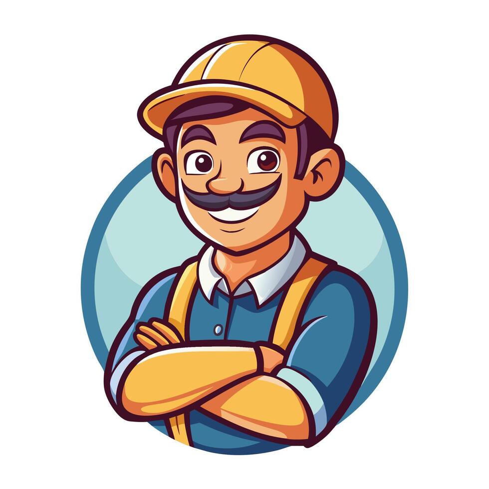 a cartoon man with a mustache and hat vector