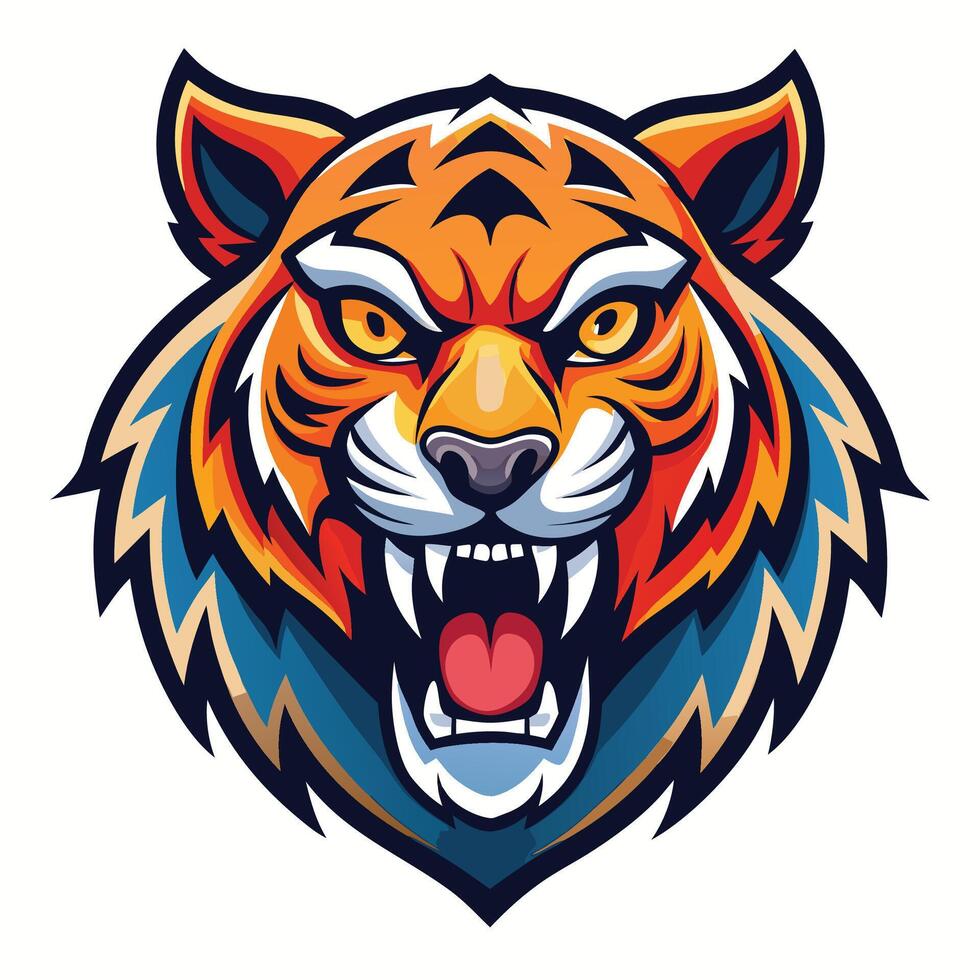 the head of a tiger is shown in this illustration vector