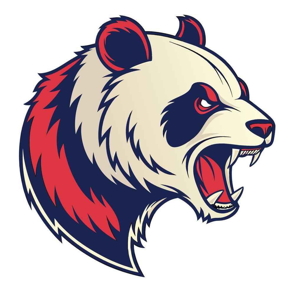 a panda bear head with its mouth open vector