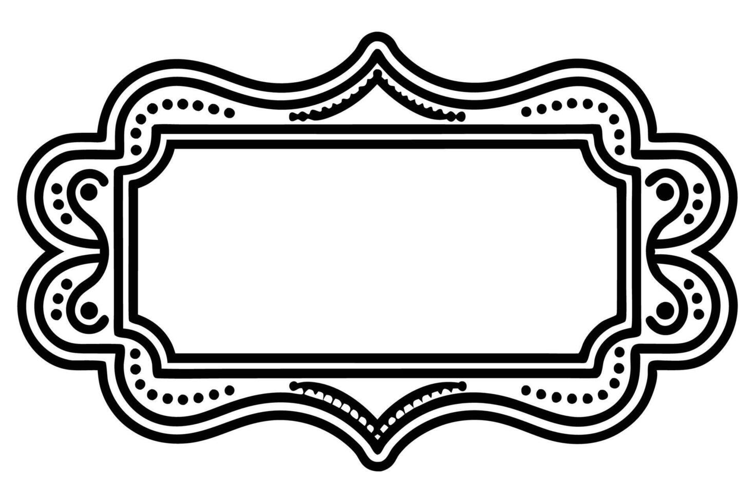 a black and white drawing of a frame with a border vector