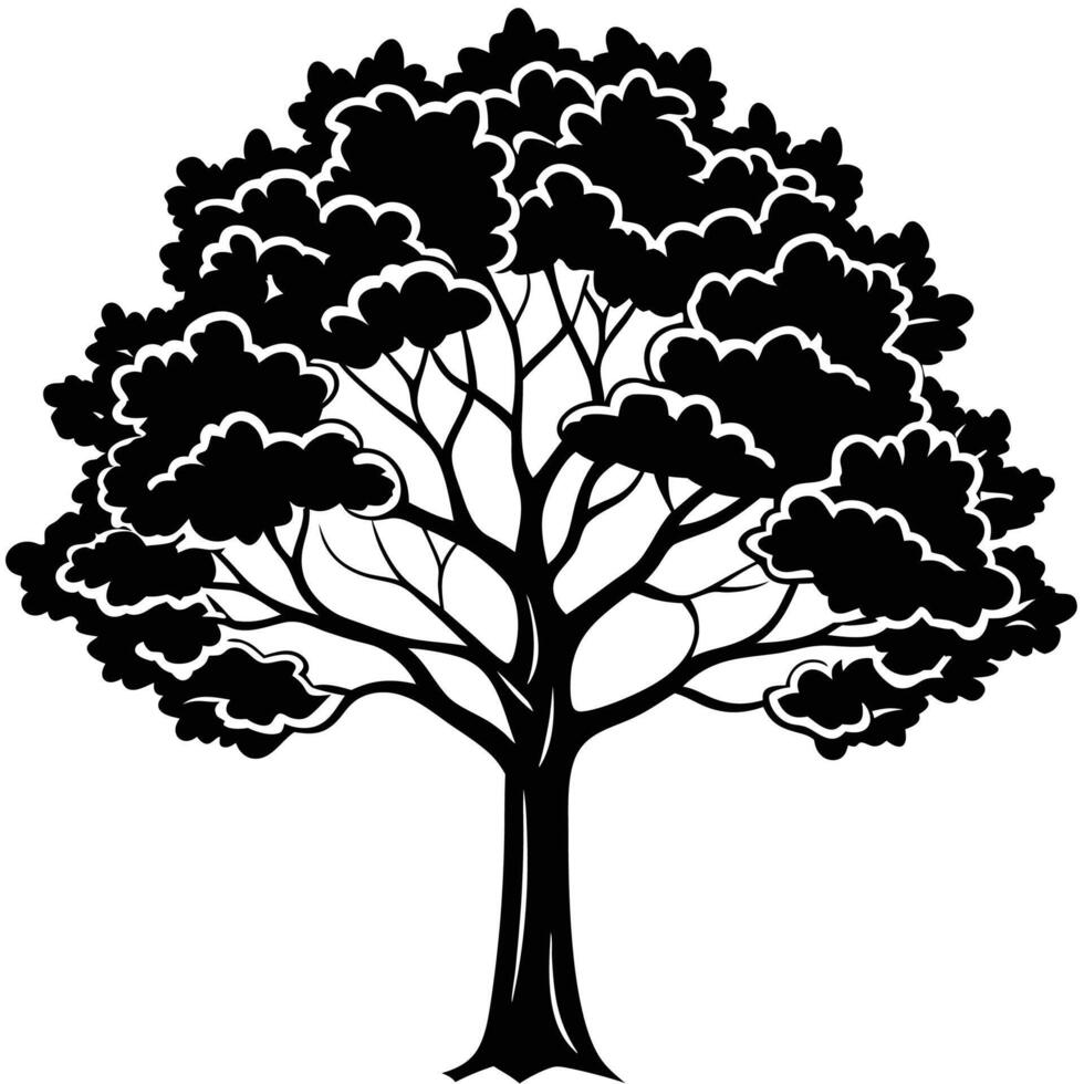 a black and white silhouette of a tree vector