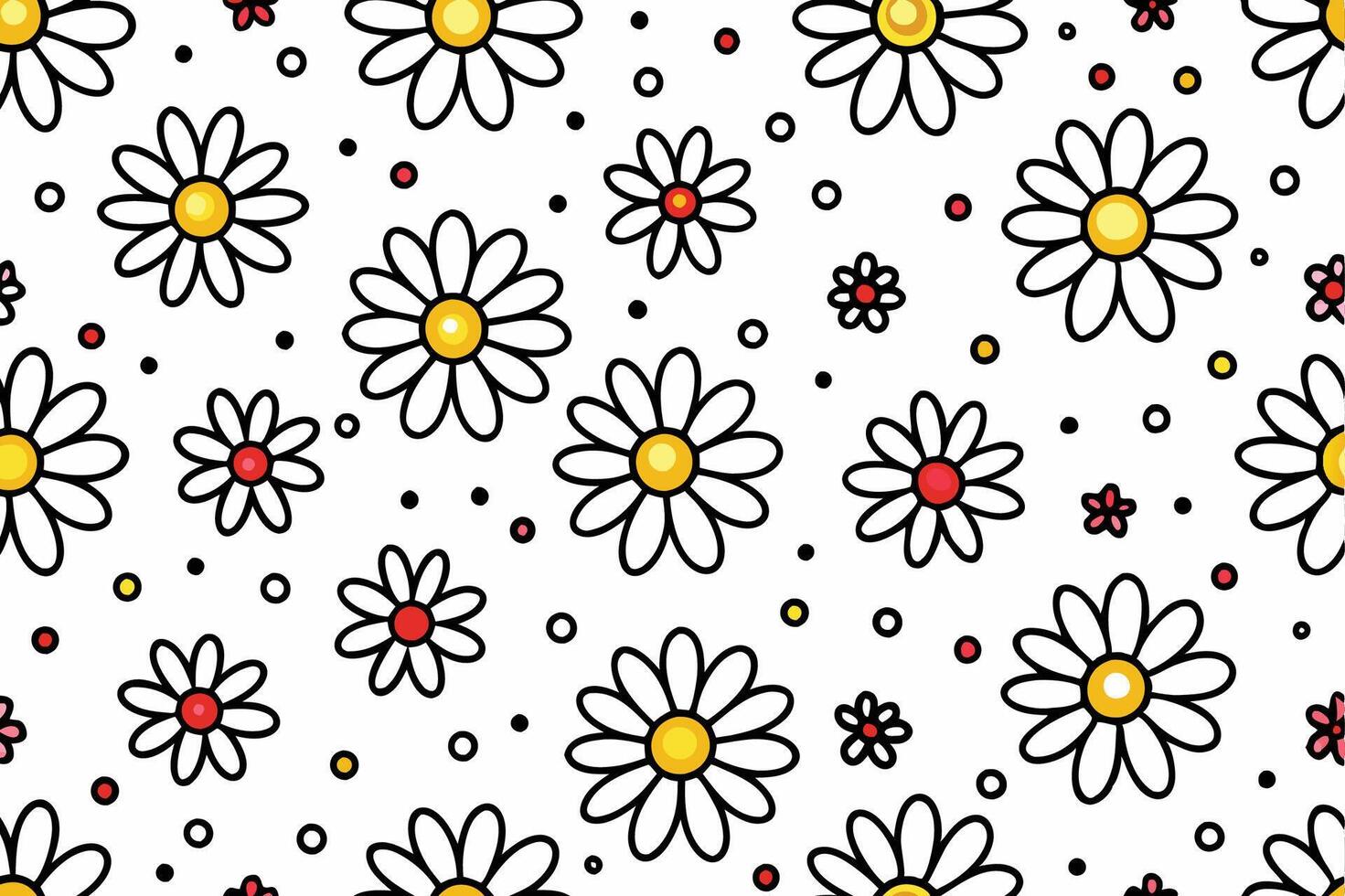 a white background with a bunch of daisies vector
