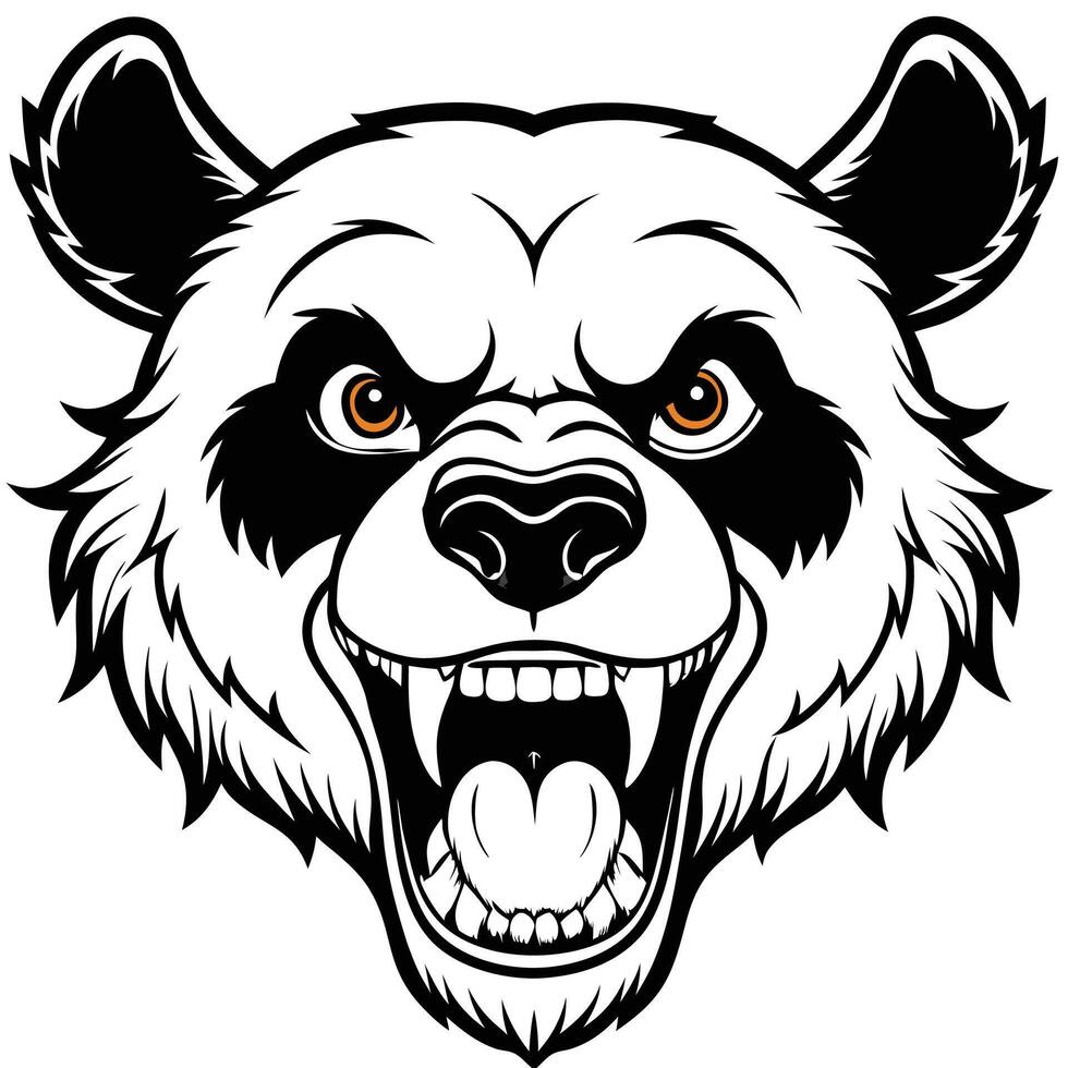 a panda bear head with its mouth open vector