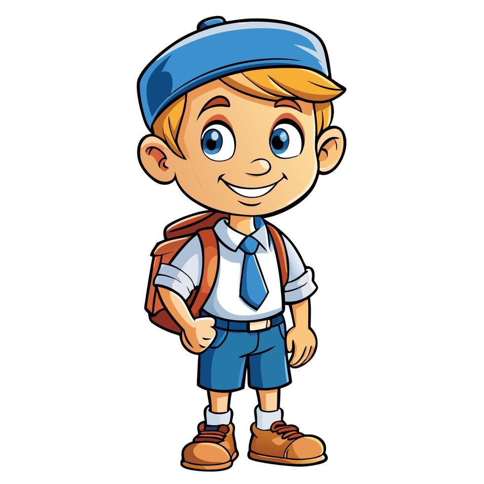 school boy cartoon character illustration isolated on white background vector