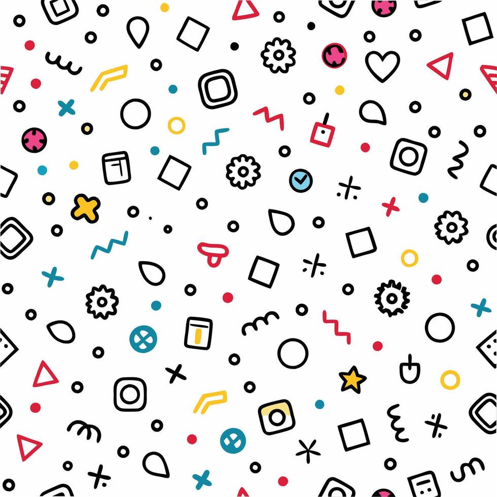 a colorful pattern with various shapes and symbols vector