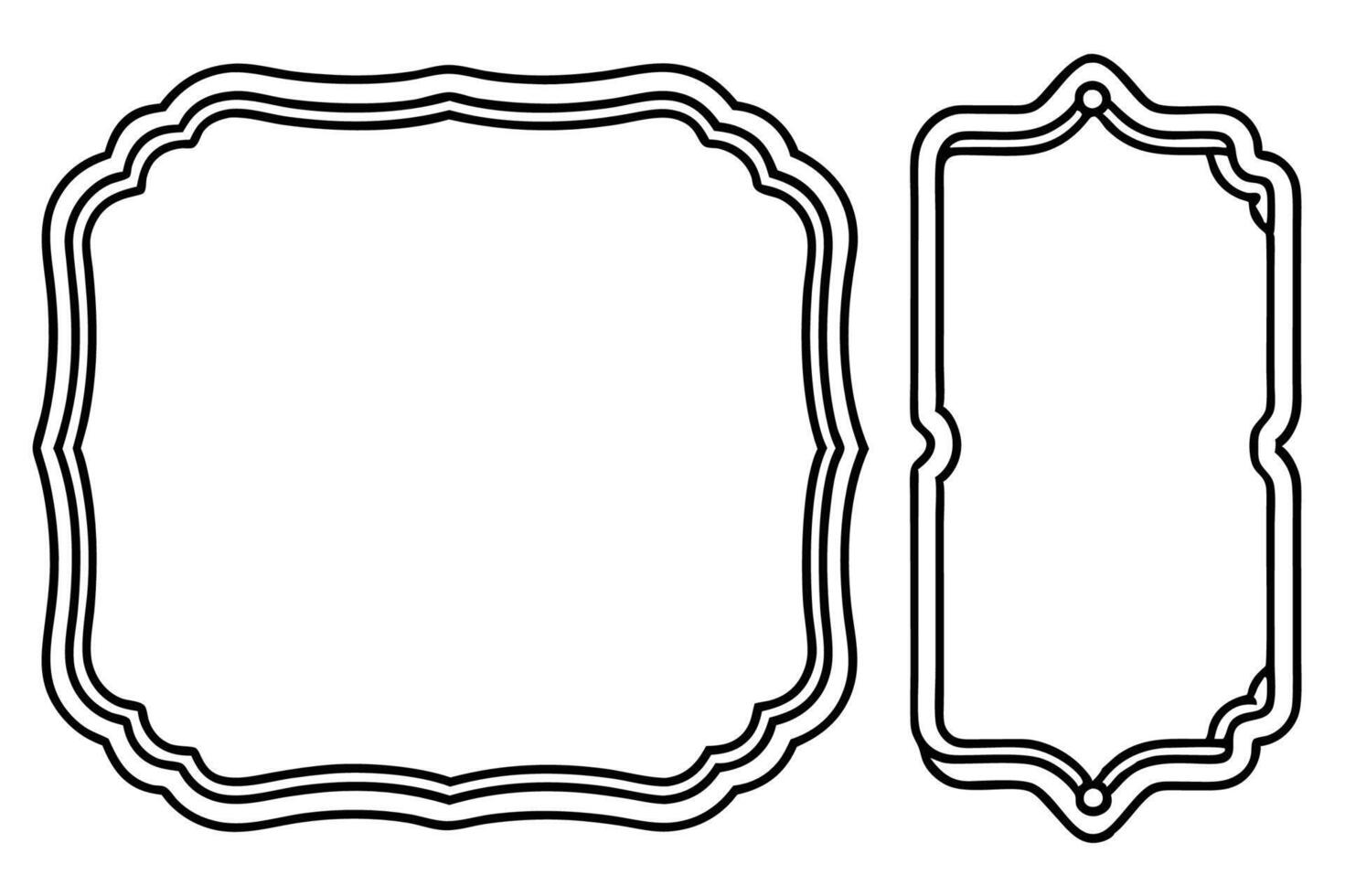 two black and white frames with a border vector