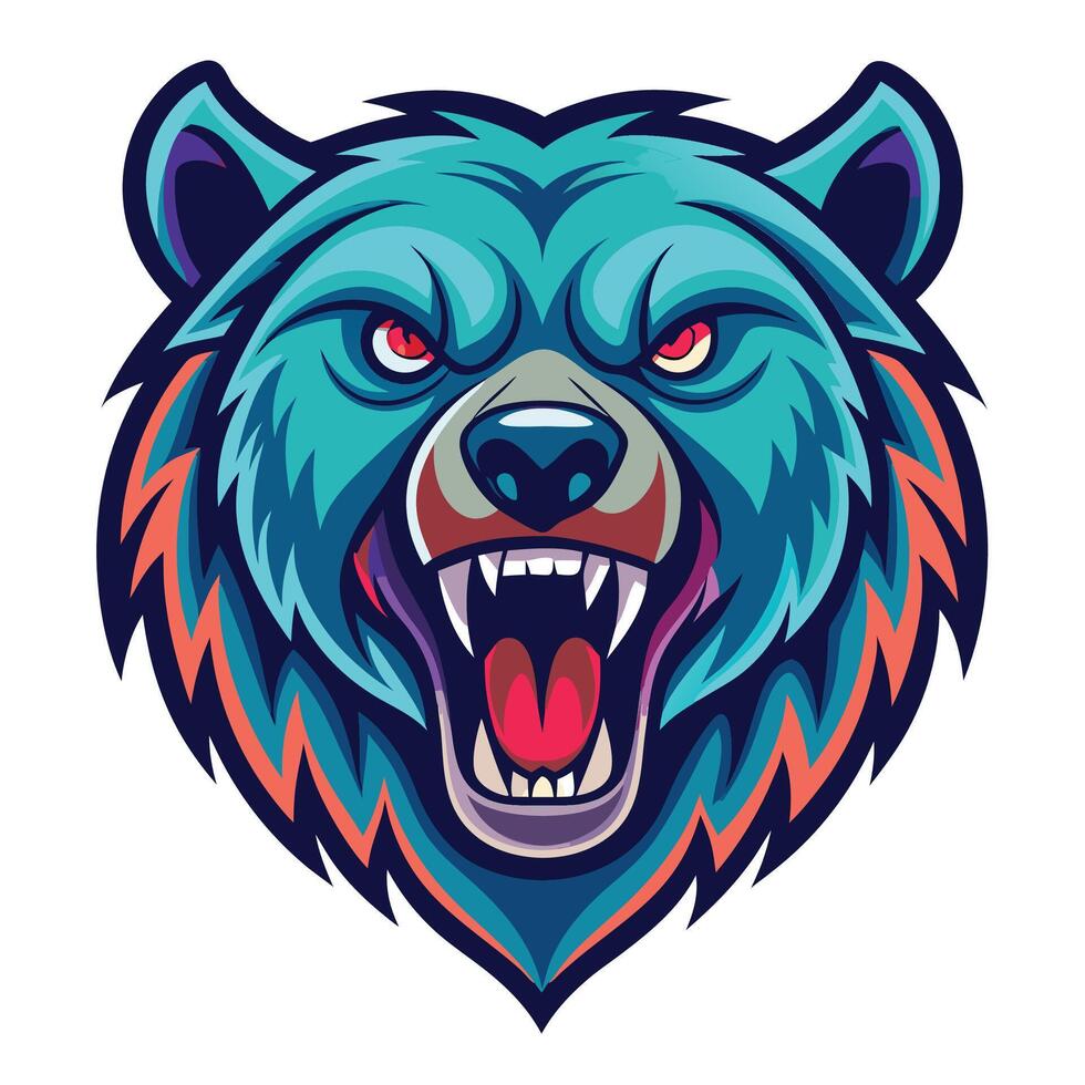 the head of a bear with its mouth open vector