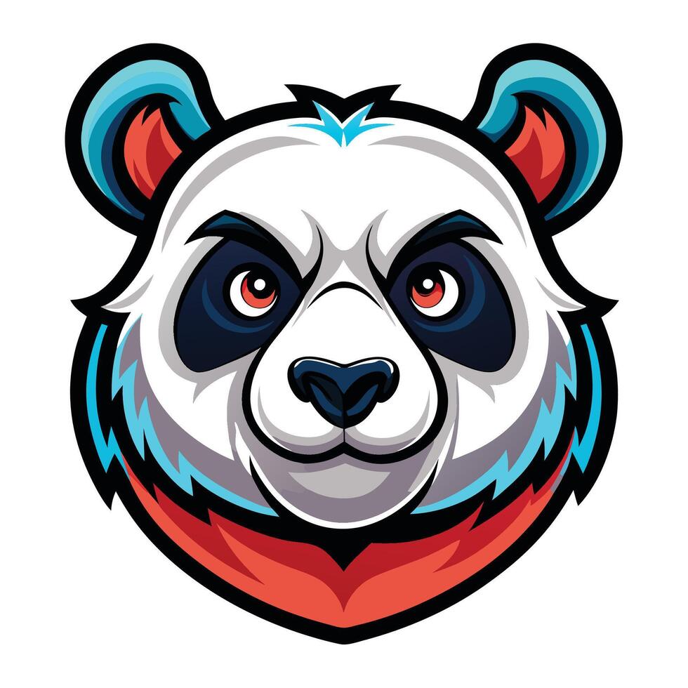 a panda bear head with a red, blue and white color scheme vector