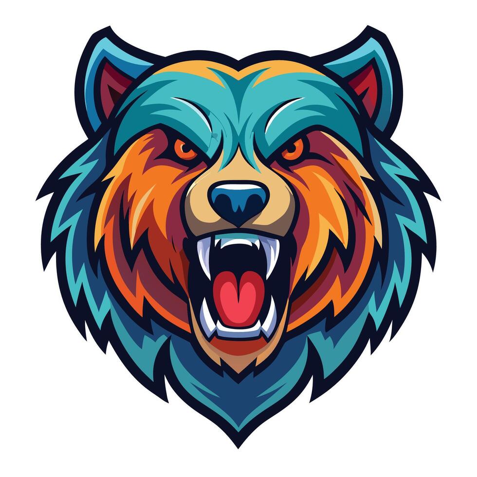the head of a bear with its mouth open vector