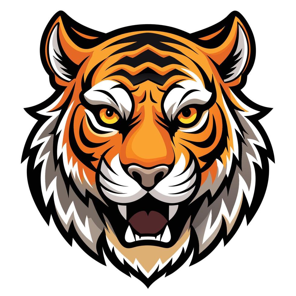 the head of a tiger is shown on a white background vector