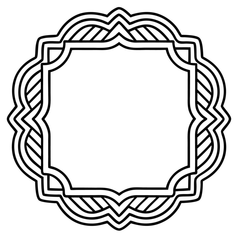 a black and white drawing of a circular frame vector