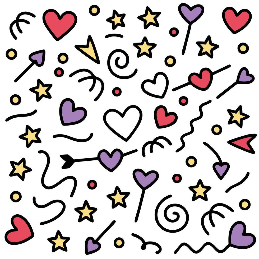 a colorful pattern with hearts and arrows vector