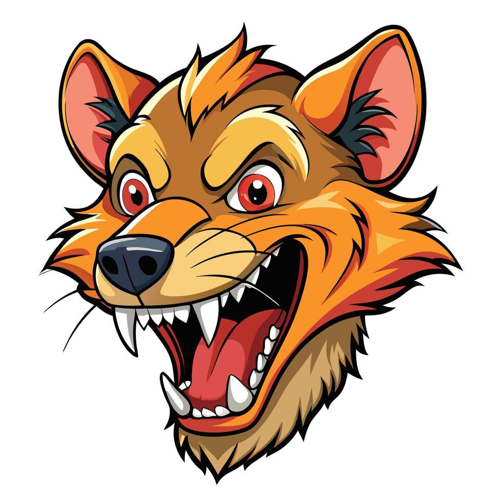 a cartoon fox head with fangs and teeth vector