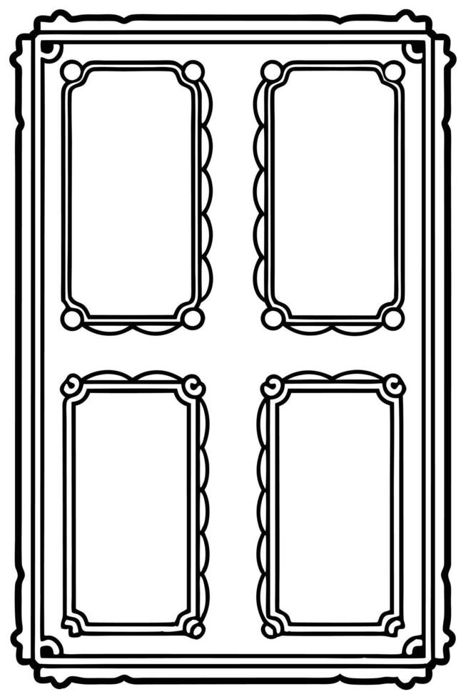 a black and white drawing of a frame with four frames vector