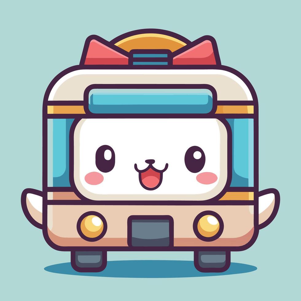 a cartoon bus with a bow on its head vector