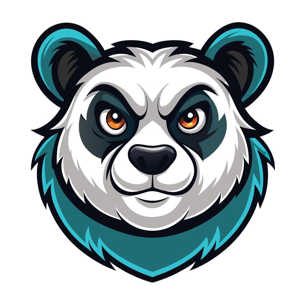 a panda bear head with a blue and white color scheme vector