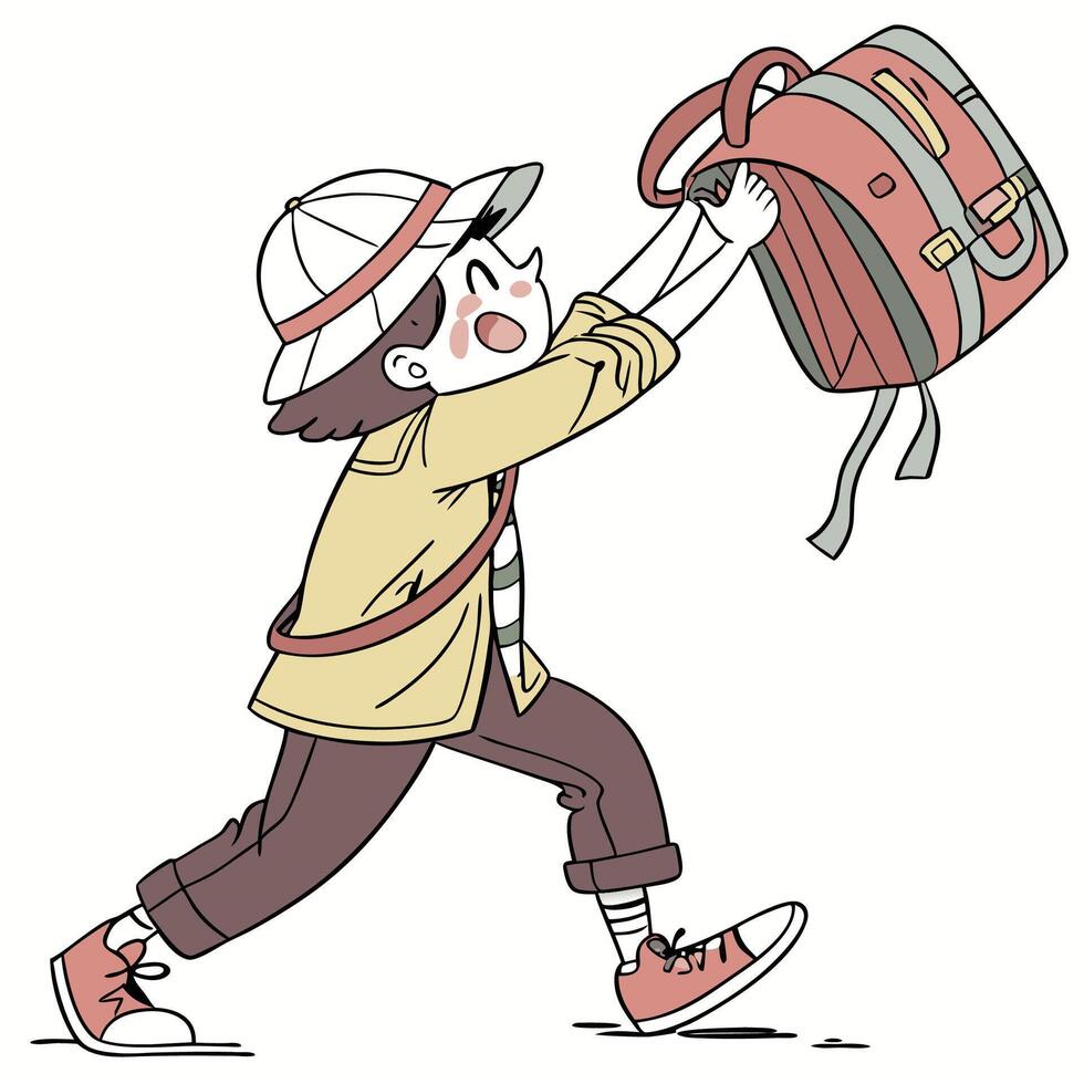 a cartoon boy carrying a backpack vector
