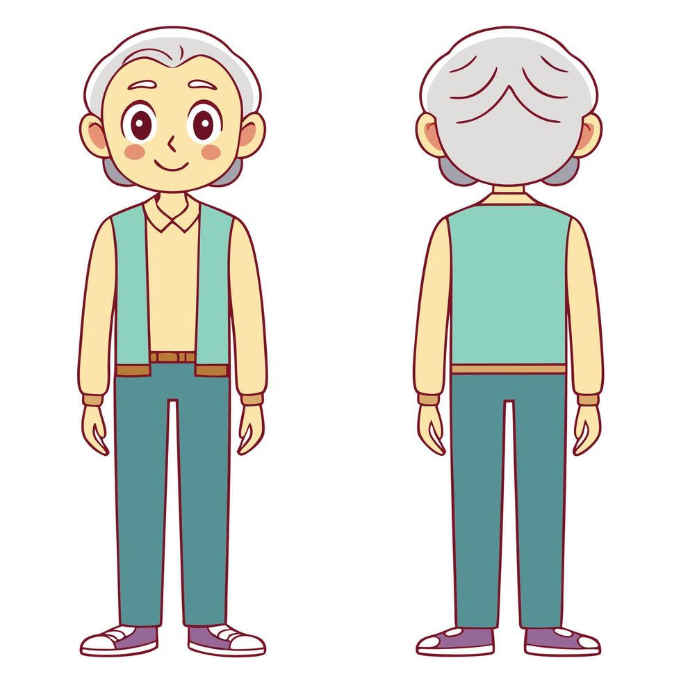 an old man in a vest and pants vector