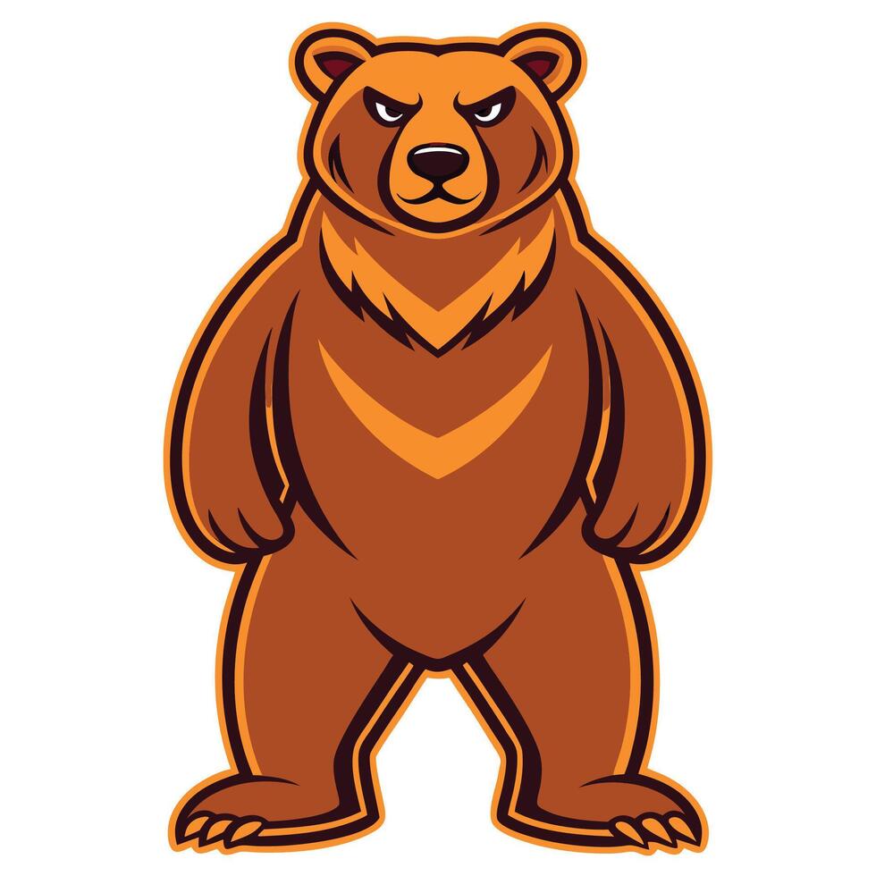a brown bear mascot standing on its hind legs vector