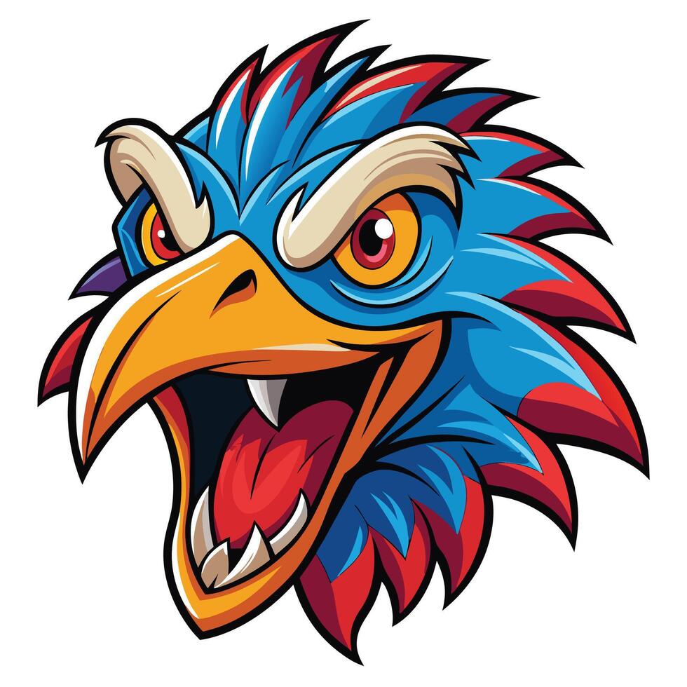 an eagle head with a red and blue feather vector