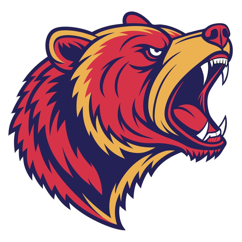 the head of a bear with its mouth open vector