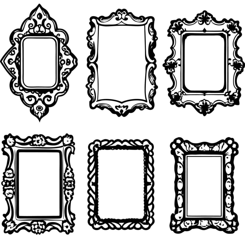 set of vintage frames illustration vector